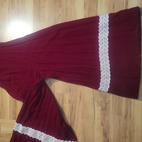 Vintage 70s Raspberry Velvet Romper Loungewear S - Picture 11 of 16